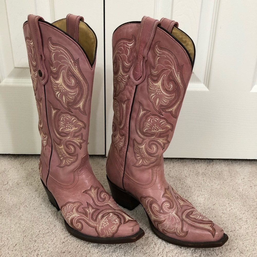 Pink Stitched Corral Cowboy Boots